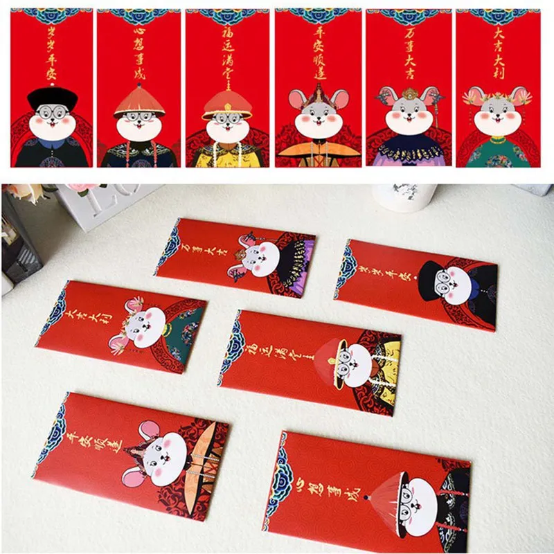 6 шт./компл. 2020 китайский новый год красный цвет выпуска крысиных пакетов|Бумажные