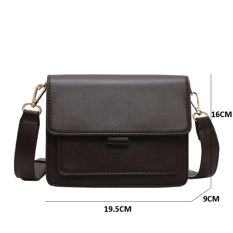 

Vintage Women Crossbody Bags Designer Wide Strap Female Shoulder Messenger Bag Luxury Pu Leather Small Flap Retro Ladies Purses