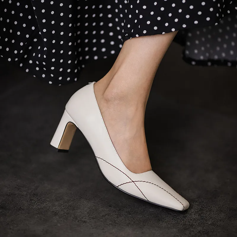 

COVIBESCO Elegant Genuine Laeather Women Shoes 2020 Summer Autumn Shallow Female High Heels Pumps Wedding Office Shoes Woman