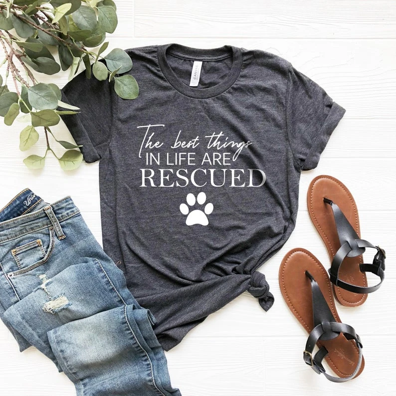 

Dog Rescue Shirt, Animal Rescue Shirt Dog Lover Gift, Adopt A Dog Funny Tee graphic slogan girl hipster tops- L923