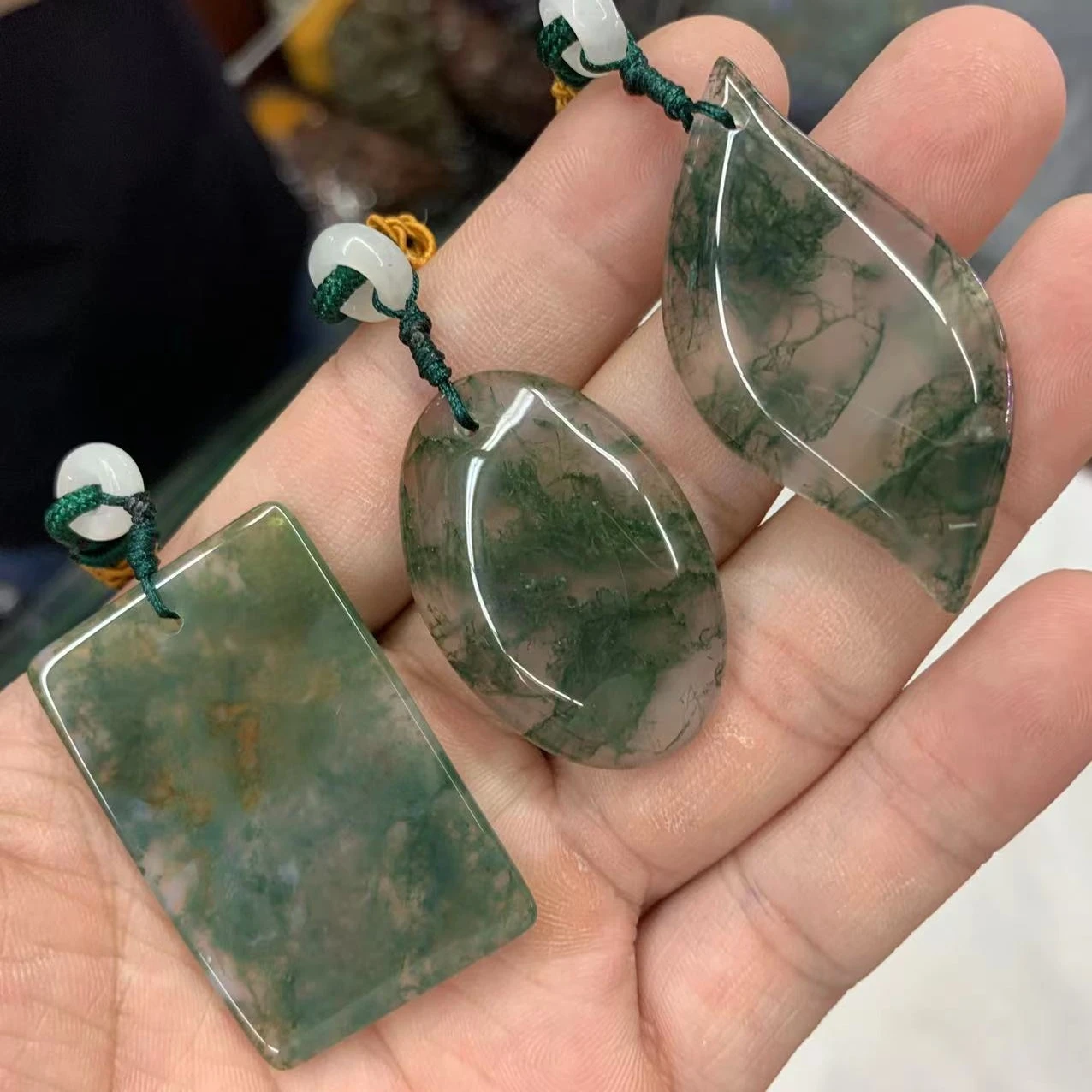 

Подвеска Moss Агатовая на ожерелье натуральный драгоценный камень DIY Ювелирные изделия Подвеска для женщин для мужчин в подарок оптовая прод...
