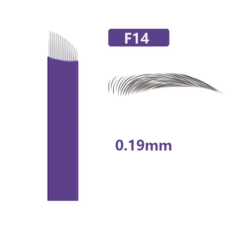 

New 0.19mm Diameter 14 Pin Microblading Needles Blades Tebori Pontas Flexy Eyebrow Tattoo Agulhas Agulha Supplies 14Flat Needles