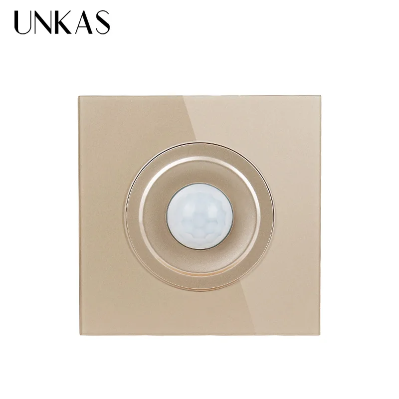 UNKAS Новое поступление кристальная панель из закаленного стекла датчик движения