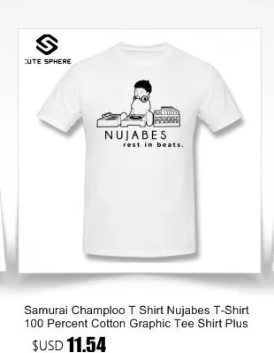 Футболка Samurai Champloo, Nujabes, футболка, 100 хлопок, графическая футболка, плюс размер, забавная Мужская Базовая футболка с коротким рукавом
