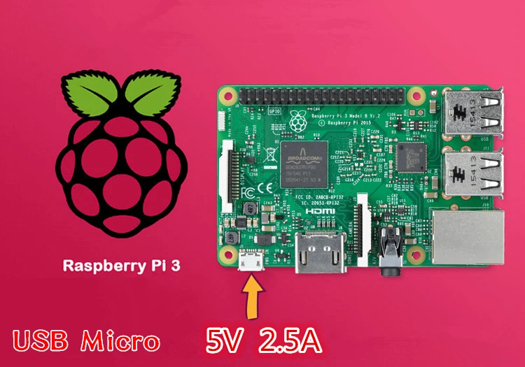 TeraDak Raspberry A/A+/B+ 3 знака после Raspberry pi3 Линейный источник питания 5V 2.5A