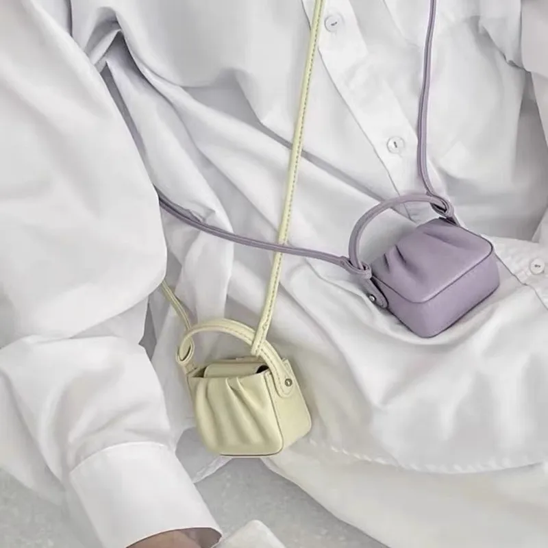 

Модный уличный кошелек для макарон, плиссированная квадратная мини-сумка, милые сумки на плечо, сумка-мессенджер, женская сумка с наушникам...