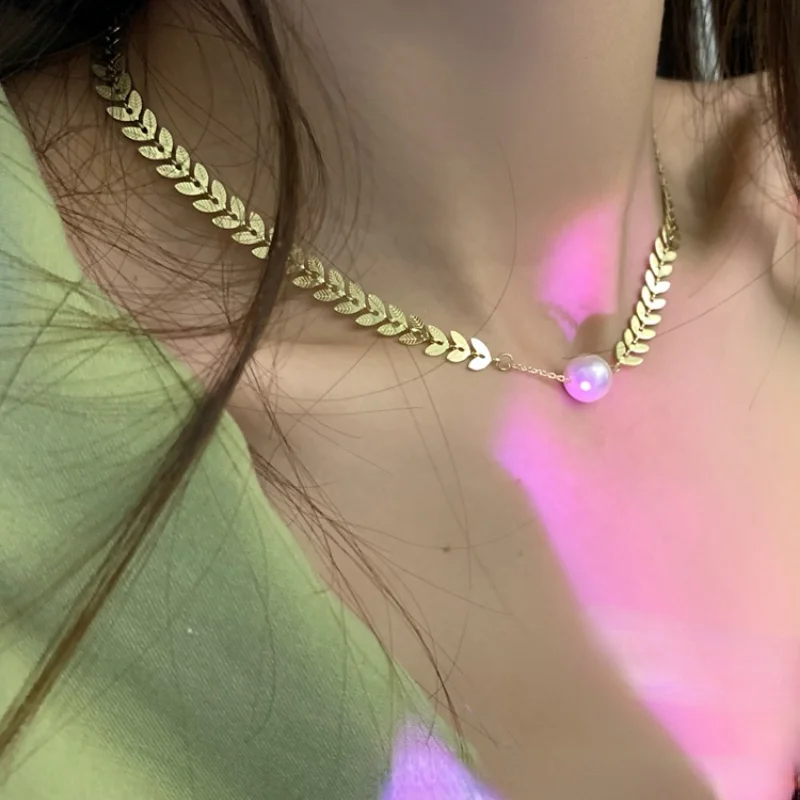 

Modern Jewelry Simulated Pearl Choker Necklace 2021 New Design Golden Plating Wheat Necklace For Celebration Gifts