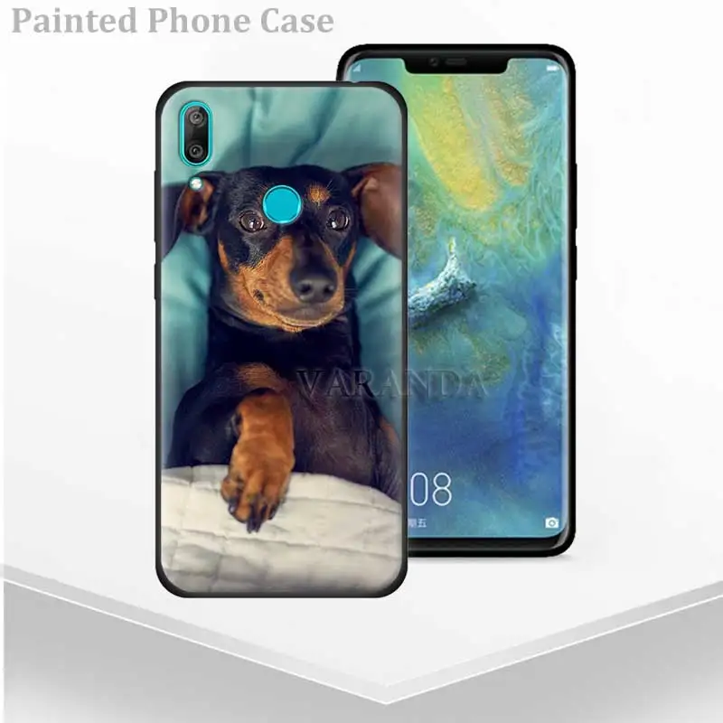 

Dogs Dachshund Cute Cases for Huawei Y9s Y9 Prime Y7 Y6 Y5 2019 Coque for Honor 8X 10 20 i Lite 20s Black Silicone Cover