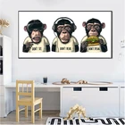 Абстрактная картина с тремя обезьянами Gorilla with Money постеры с животными, Картина на холсте, настенные картины, украшение для гостиной и дома