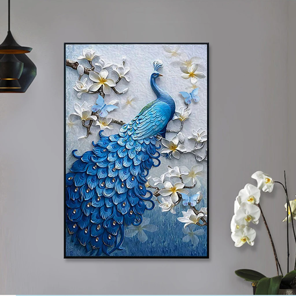 5D Diy алмазная живопись Павлин Полный Круглый рукодельная мозаика Алмазная