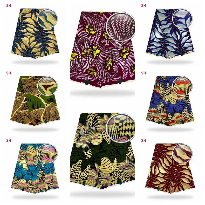 

2021 Hot Sale 100% Cotton Veritable African Wax Print Fabric Real Wax African Ankara Fabric 6 yards Ghana Loincloth