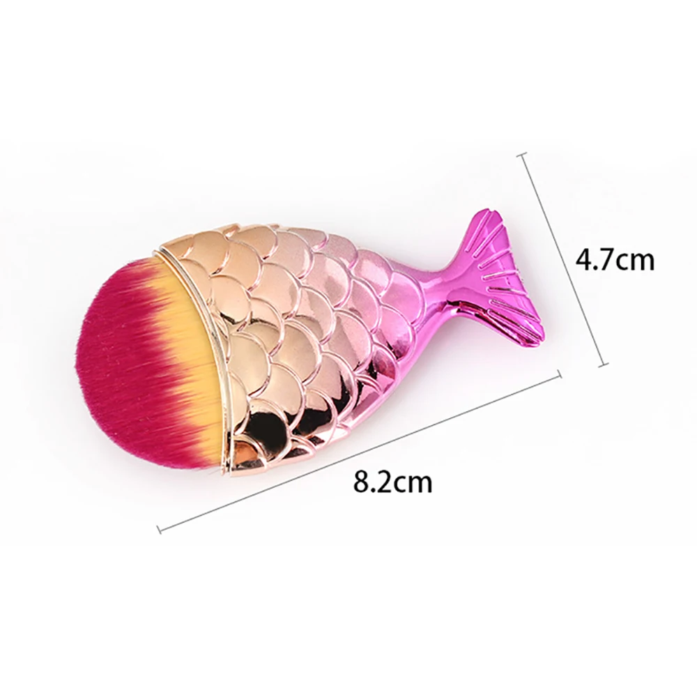 

Gradient Mermaid Fishtail Shape Nail Cleaning Brush Powder Dust Remover Soft Acrylic Salon DIY Manicure Cleaner Art Tool
