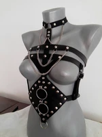 pu leather open bra harness adult games bondage restraints neck collar sexy belt bellyband body chain erotic accessories