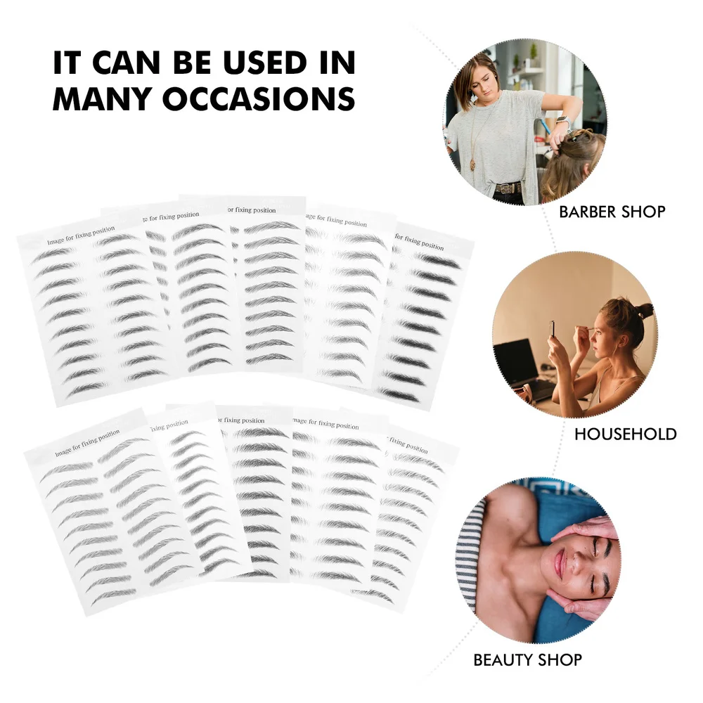 

10 Sheets 3D Eyebrows Stickers False Eyebrows Tattoos Temporary Eyebrows Tattoos