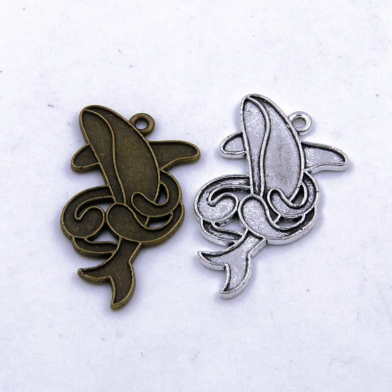 

10PCS 21X35mm New 2 Color Metal Alloy Shark Whale Charms Animal Pendants For Jewelry DIY Making Handmade Craft