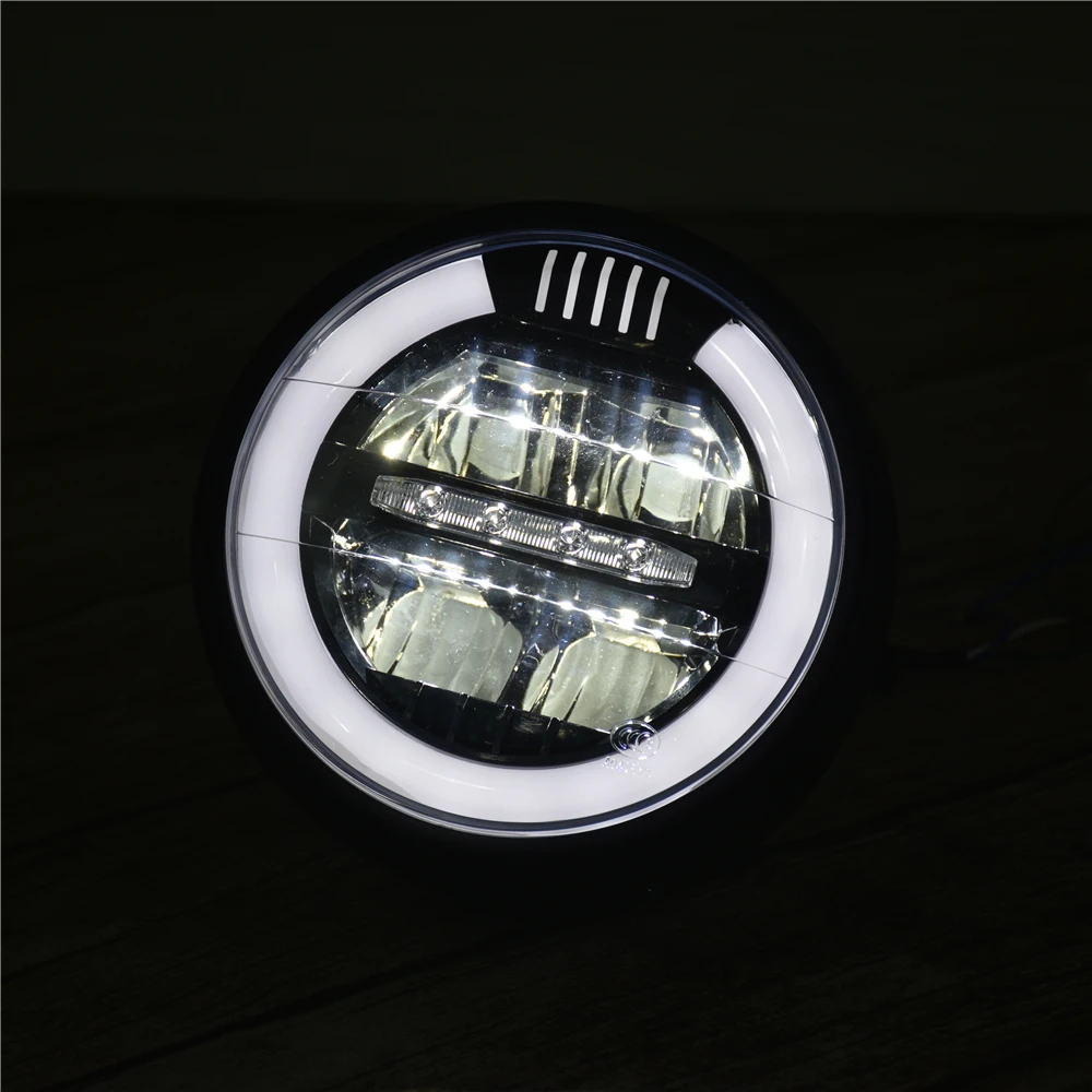 Ретро мотоцикл светодиодный головной светильник сборки Halo Кольцо DRL мото 6 8 дюйма