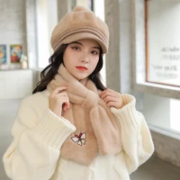 2021 new octagon hat 100 high quality wool adult hat female butterfly with neck cap two piece snow winter outdoor warm