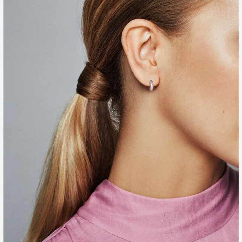 

925 Sterling Silver 2020 Autumn New Pav Snake Chain Pattern Stud Earrings For Women New Fashion Original Earing Jewelry Gift