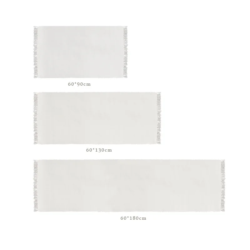 Белый Хлопковый льняной тканый коврик с кисточками для спальни кисточки из пряжи