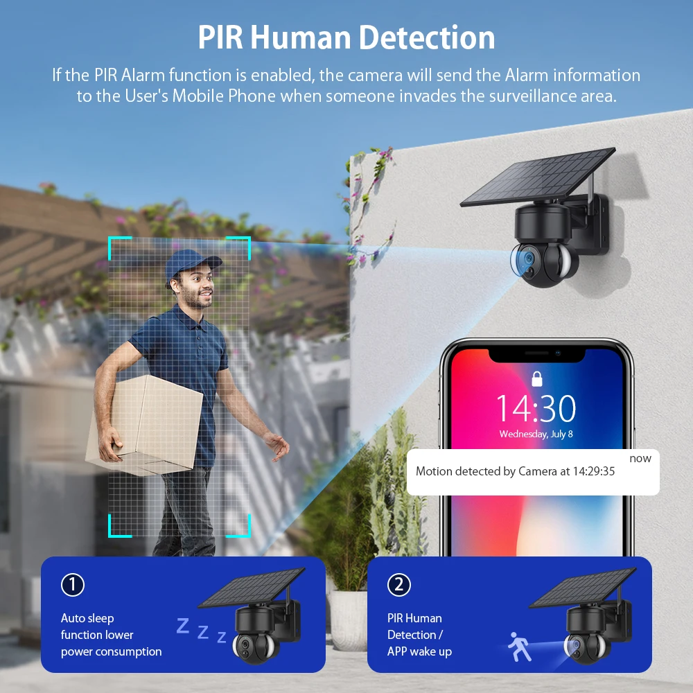 Наружная камера 4G sim Встроенная батарея 1080P Солнечная Беспроводная ip-камера