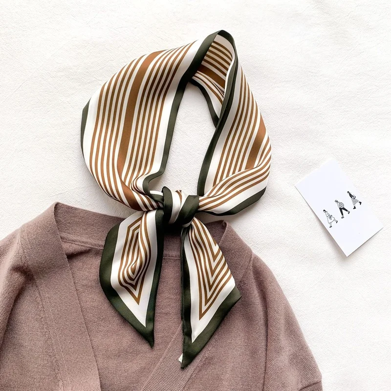 

Fashion Scarf Korean Version New Striped Small Silk Scarf Decorative Scarf Long Striped Ribbon Printed Hairband Strap Bag 281