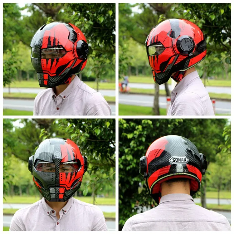 Soman Железный человек Шлем дизайн косплей Capacete ретро мотоцикл шлемы призрак самурая маска для забавных Ironman Casco Para Moto