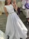 Женское атласное платье с круглым вырезом, без рукавов