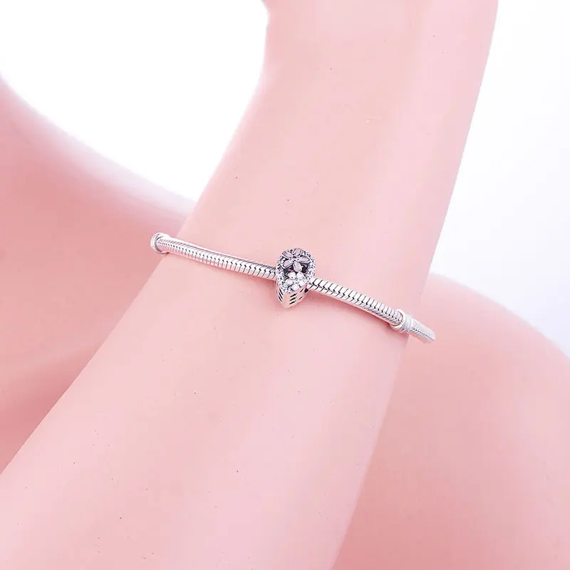 Женский браслет из серебра 925 пробы с цирконием|Бусины| |