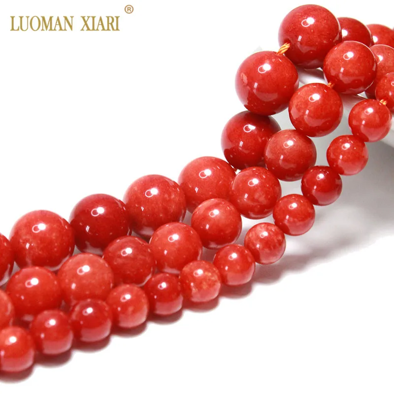 Оптовая Продажа AAA красный коралловый цвет камень круглый натуральный бусины для