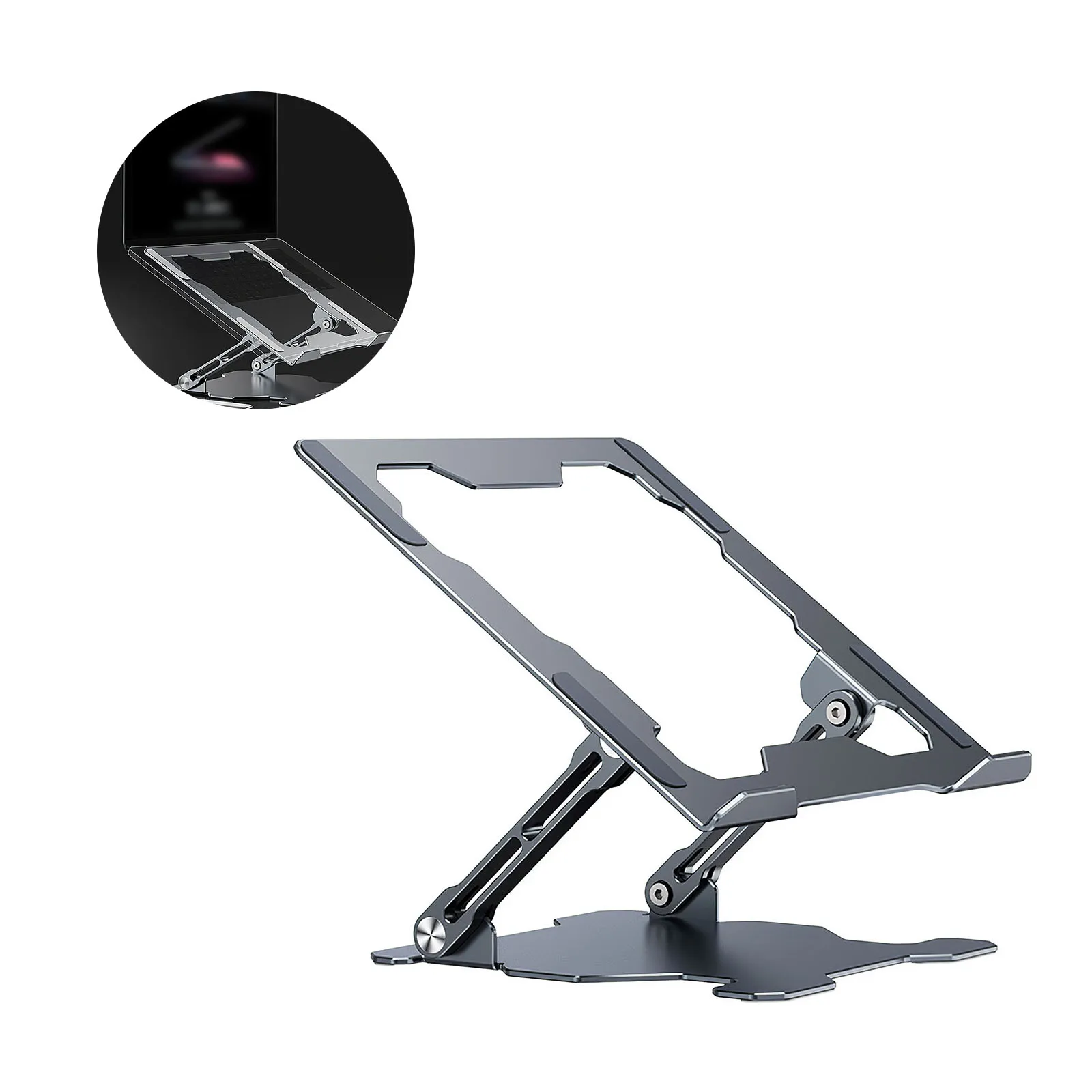 

Laptop Stand Multi-Angle Adjustable Folding Portable Computer Tablet Bracket Aluminum Alloy Lifting Cooling Desktop Holder