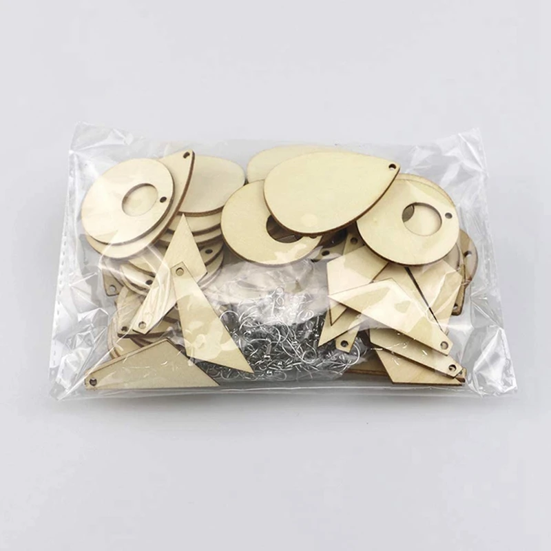 

180 Pcs Unfinished Wood Blank Earrings with Holes and Earrings Hooks, 60Pcs A & 120Pcs B