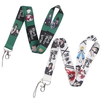 yl429 black butler japanese anime icons neck strap lanyards keychain holder id card pass hang rope lariat badge holder key chain