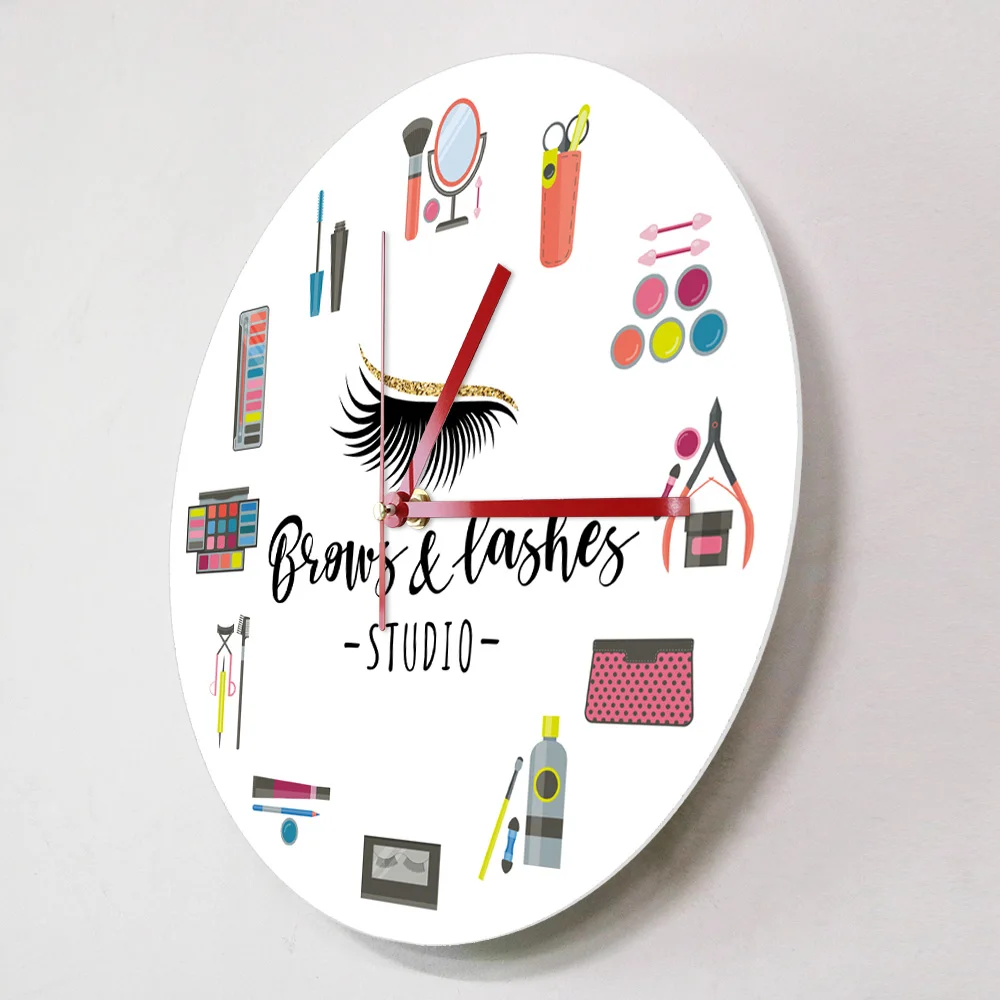 Тихие настенные часы для студии красоты брови и ресниц косметические