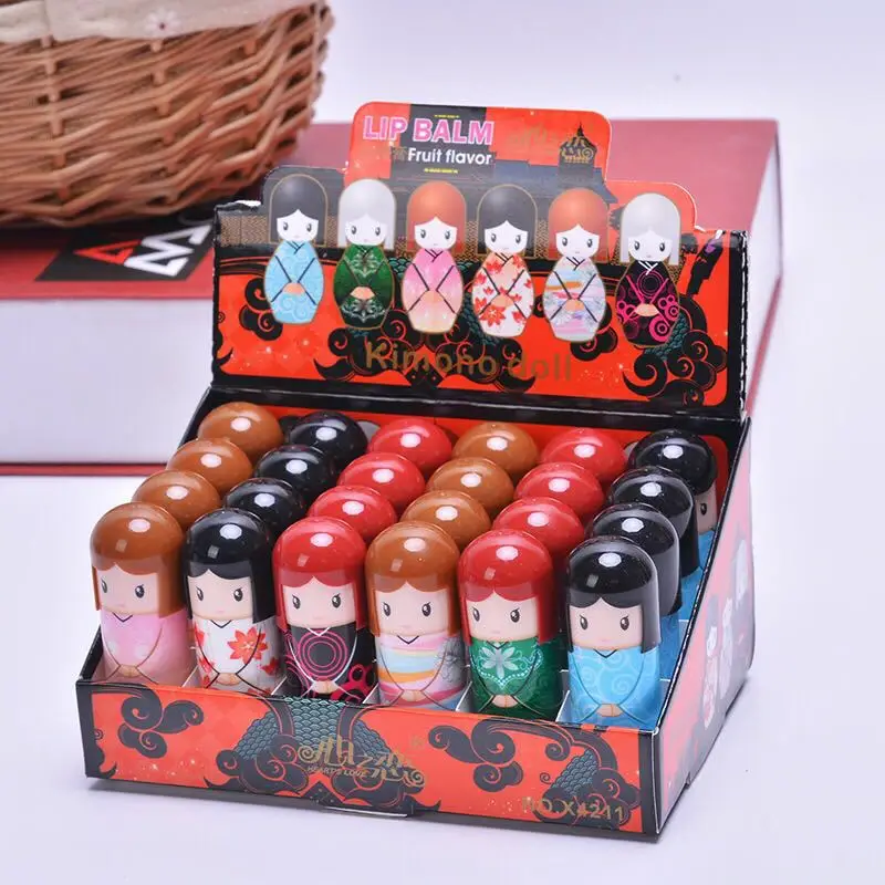 

24pcs/lot Lip Balm Moisturizing Fruit Flavor Colourless Cartoon Lip Balm Natural Plant Cute Lip Balm lipstick Makeup Lip Care