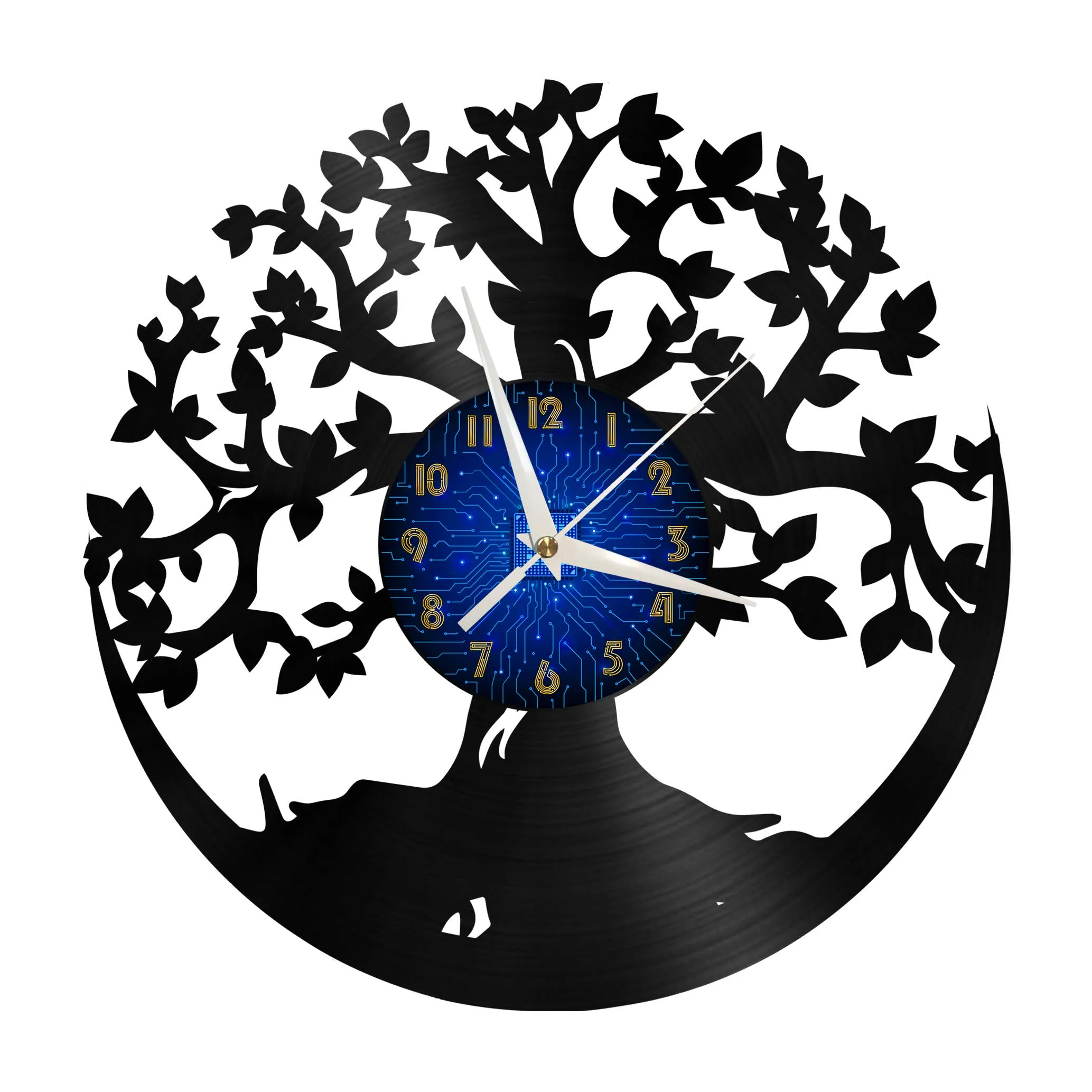 

Tree Modern Design Wall Home Decor Creativity 12 Inch Vinyl Records Wall Clock LED Wall Decoration Clocks Gifts For Family