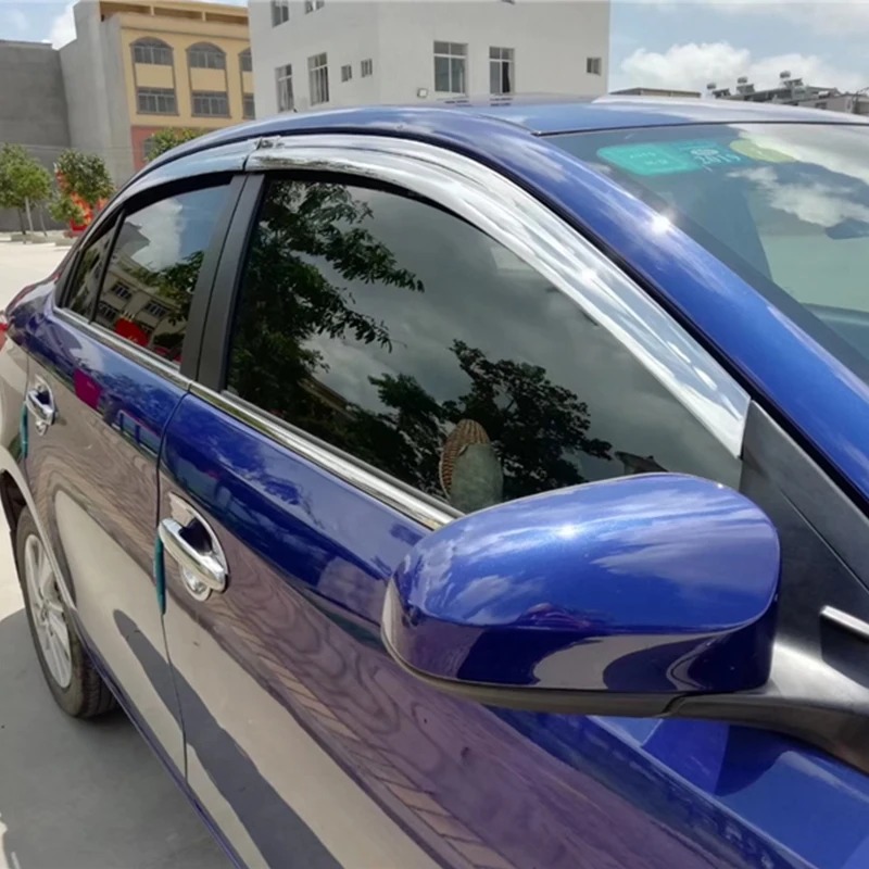 

Use For Toyota Yaris L 2014--2019 Year 4 Pcs Windows Visor Body Kit Door Accessories Electroplated Parts Rain Sun Shield