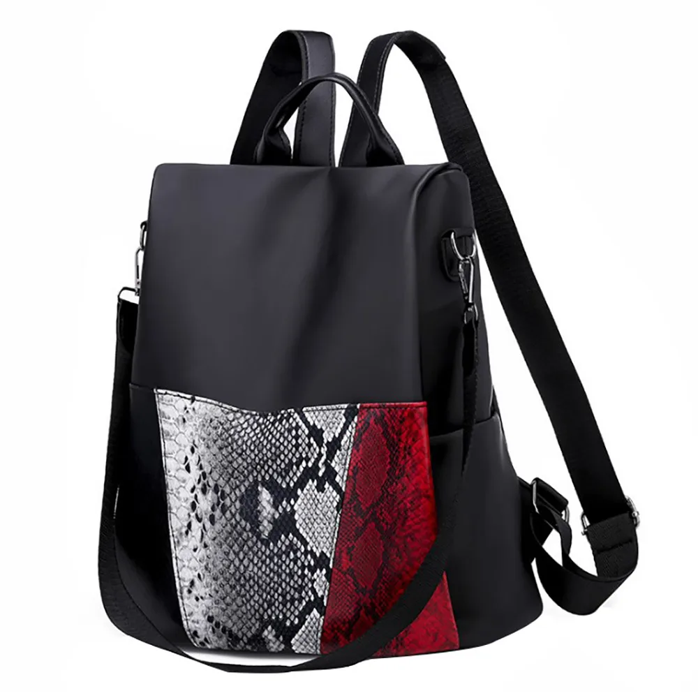 

2020 Fashion Serpentine Patchwork Leather Backpacks Women Large Capacity Shoulder Backpack Vintage Rucksack Lady Bagpack Mochila