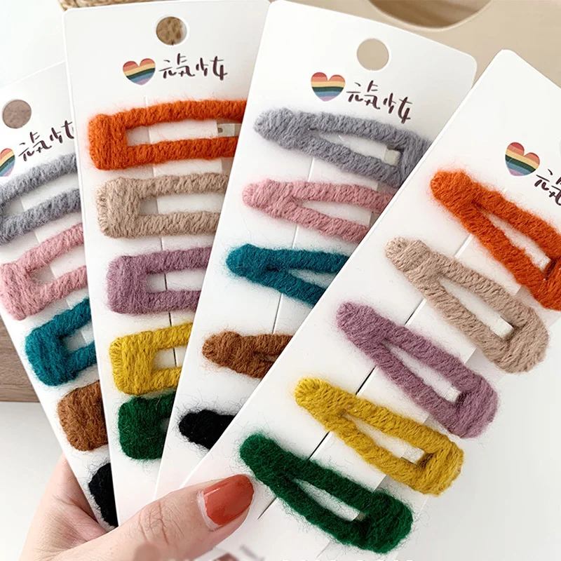 Женские заколки для волос ярких цветов из шерсти квадратные милые