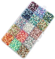 600 18000pcs 15 colors gradient color half flatback imitation pearl bead flat back gem scrapbook craft diy beads plastic box