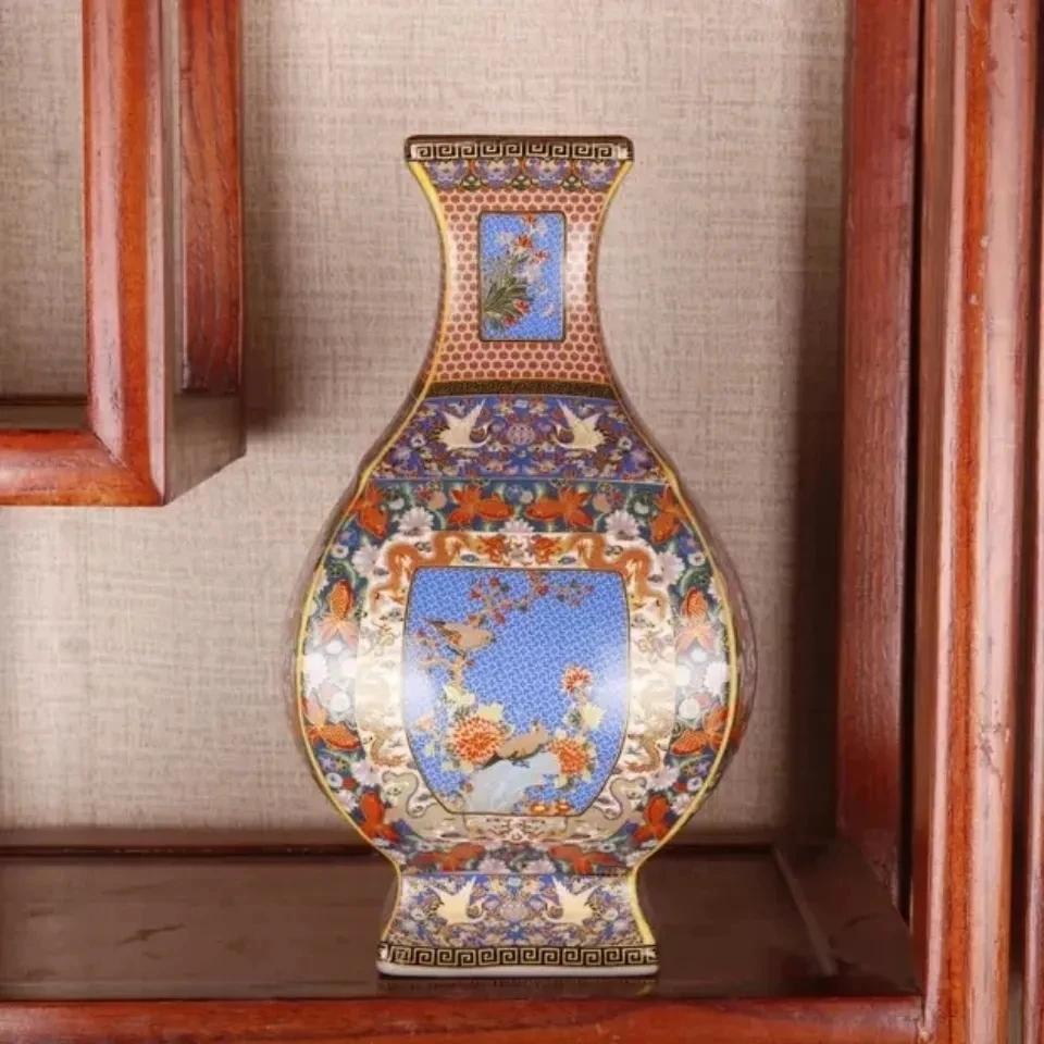 

26CM Ceramic Vase Antique Collection Living Room Decoration Enamel Porcelain Home Furnishing Ornaments Housewarming Gift