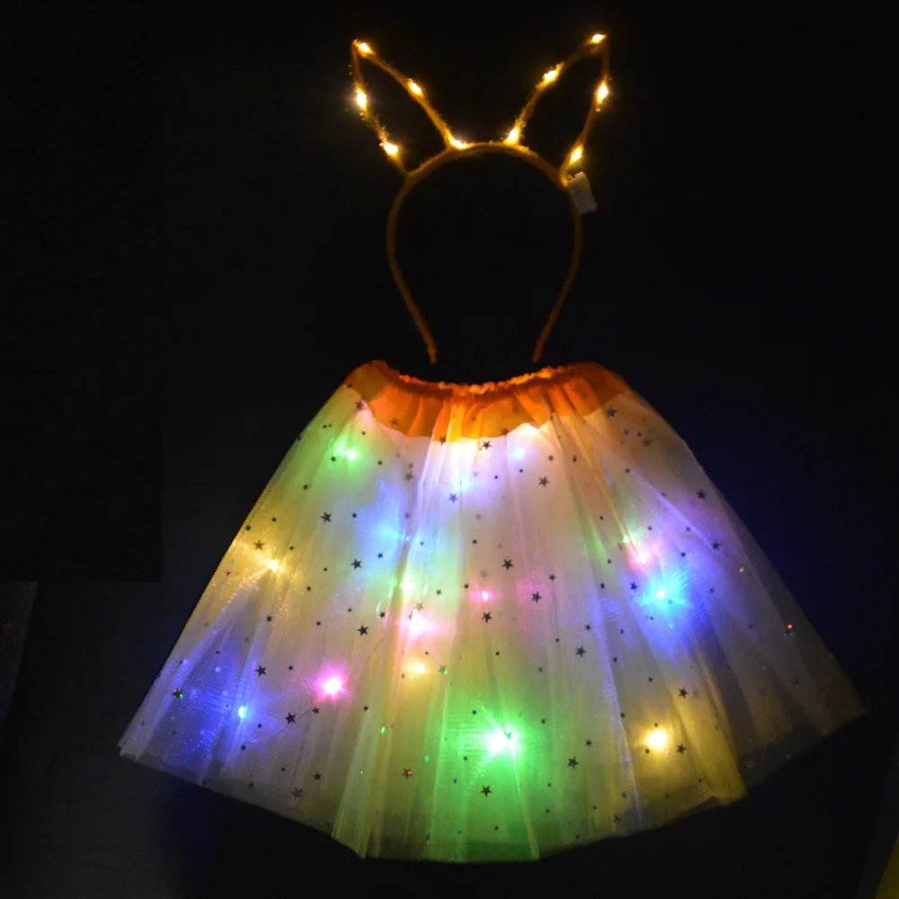 Женская светящаяся юбка пачка со светодиодной подсветкой для вечеринки костюм