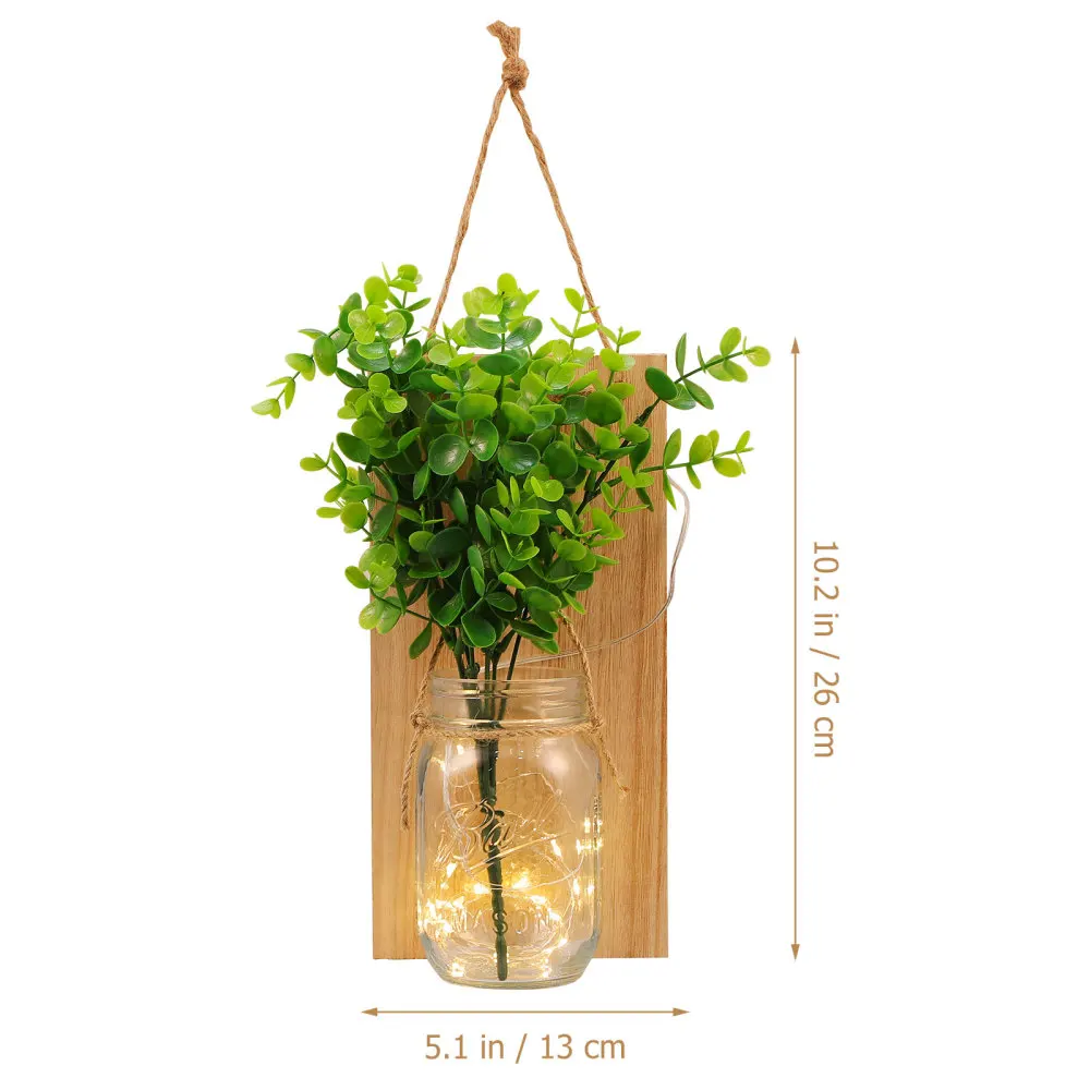

2 Sets Remote Controlled Light Hanging LED Lights with Green Plant