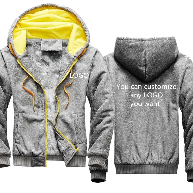 

Unisex Fashion Men's hoodie Can Custom LOGO Printing Winter New Sport Jacket Thicken Warm Wool Fleece Men's Zipper hoodie