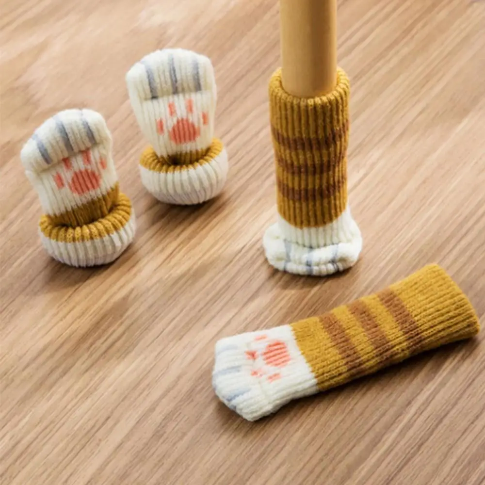 

Table and Chair Foot Cover 4/16 Pieces Protective Cover Knitted Cat Claw Socks Mute Wear-resistant Non-slip For Home