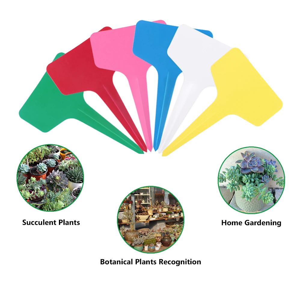 

100pcs Plastic Waterproof One Stick/T-type With Pen Thick Garden tool Nursery Flower Pots Labels Plant Tag Tray Mark Decoration