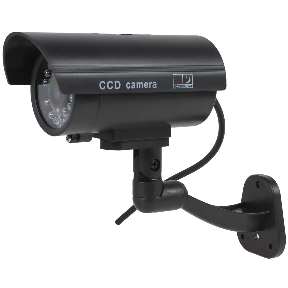 Cámara falsa CCTV a prueba de agua, simulada, para exteriores, cámara falsa para seguridad con LED rojo parpadeante inalámbrico