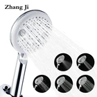 ZhangJi современный дизайн 5 режимов душевая головка для ванной Хромированная Пластина ABS ручной переключатель водосберегающая насадка для душа