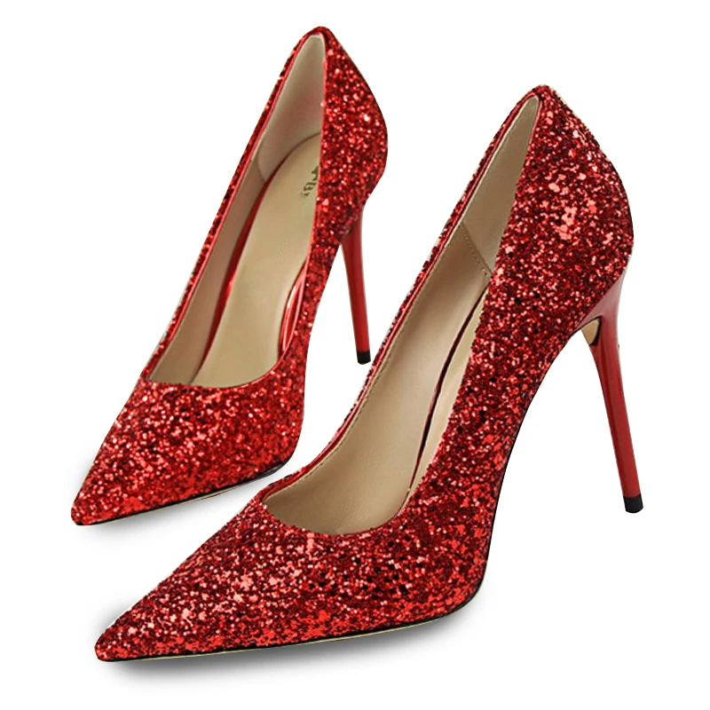

Women Pumps Bling High Heels Women Shoes Fashion Wedding Shoes Pointed Toe Sexy High Heels
