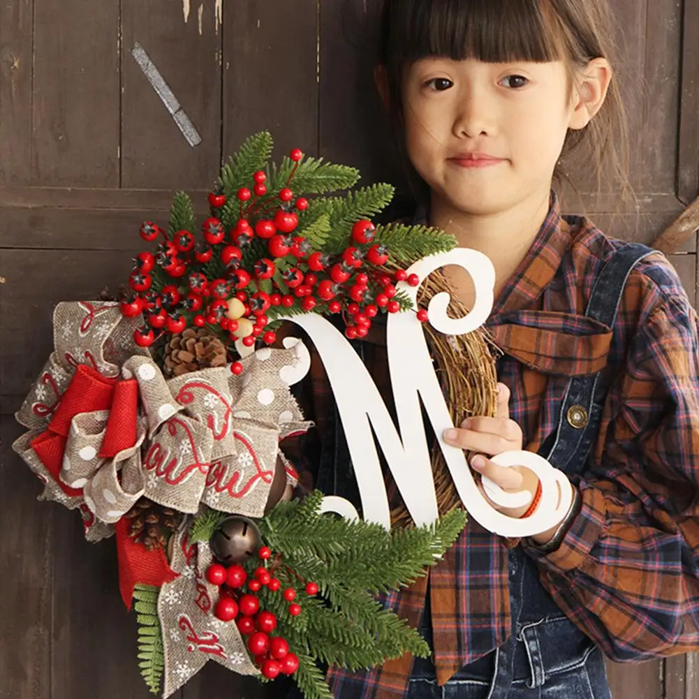 30 см светодиодный Рождественский венок с искусственными сосновыми ягодами и