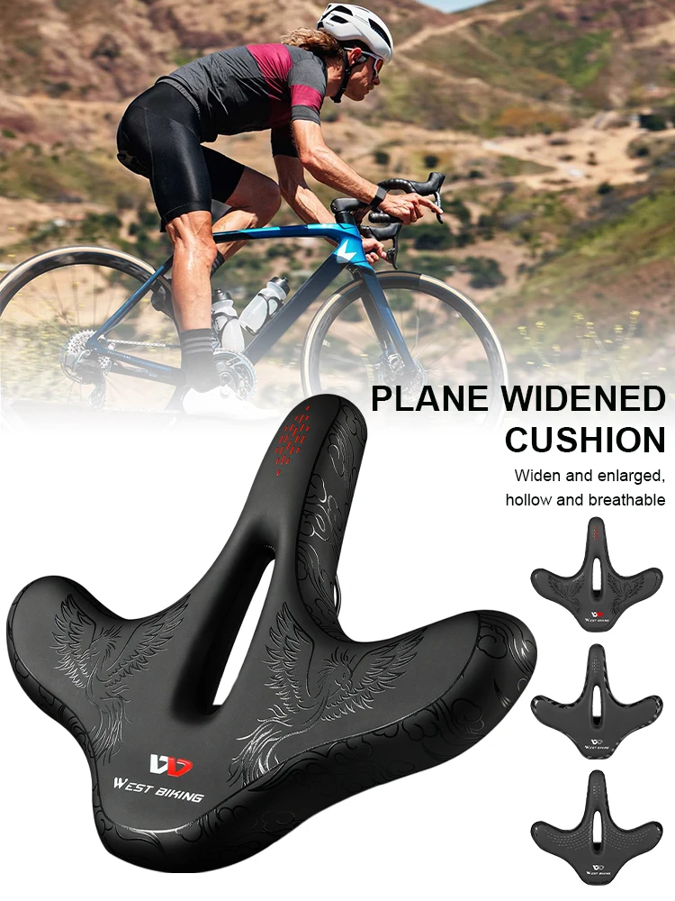

Widened MTB Bike Saddles Bicycle Hollow Breathable Seat Cushion Waterproof Shock Absorption Comfort Saddles Bike Accessories
